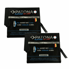 2 x Patona Platinum Akku für Gopro HERO8, HERO7, HERO6 - AHDBT-801, AABAT-001