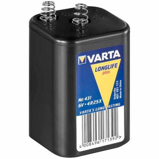 Varta V431 Blockbatterie 4R25 mit Spiralfederkontakten - 6V/8,5A
