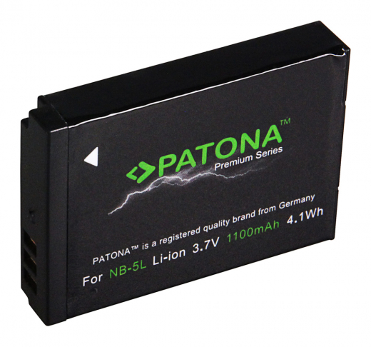 Patona Premium Akku für Canon PowerShot SX200 IS / SX210 IS / SX220 HS / SX230 HS - NB-5L - 1100mAh