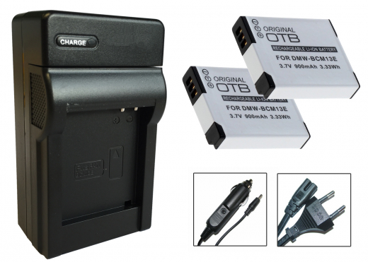 2 x Akku + Ladegerät für Panasonic DMC-TZ56 / DMC-TZ58 / DMC-TZ61 / DMC-TZ71 - DMW-BCM13 (E)