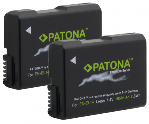 2 x Patona Premium Akku für Nikon D3400, D3300, D3200, D5100, D5200, D5300, D5500 - EN-EL14