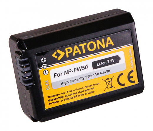 Patona Ersatz Akku für Sony Alpha 5000, 5100, 6000, 6100, 6300, 6400, 6500 - Typ: NP-FW50
