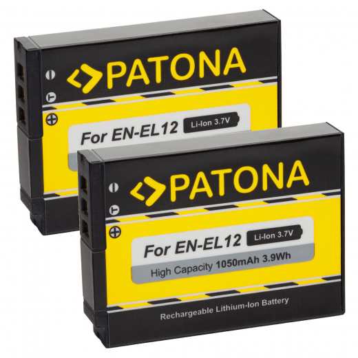 2 x Patona Akku für Nikon COOLPIX S6100, S6150, S6200, S8200, S9100, S9600, S9700, S9900 - EN-EL12