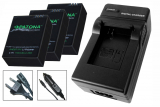Ladegerät + 3 x Akku für GoPro HD Hero3, Hero3+ (Plus) - AHDBT-201, AHDBT-301, AHDBT-302