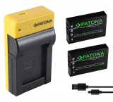 USB-Ladegerät + 2 x Patona Premium Akku für Fujifilm FinePix F30, F31fd, X30, X70, X100, X100s, X100T, X-S1 - NP-95