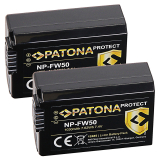 2x Patona PROTECT Ersatz Akku für Sony Alpha 5000, 5100, 6000, 6100, 6300, 6400, 6500 - Typ: NP-FW50