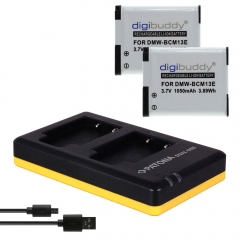 2 x 1050mAh Akku + Dual-Ladegerät für Panasonic DMC-TZ56, DMC-TZ58, DMC-TZ61, DMC-TZ71 - DMW-BCM13 (E)