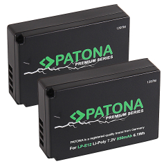 2 x Patona Premium Akku für Canon EOS 100D, M, M10, M50, M100, M200, PowerShot SX70 HS - Typ: LP-E12