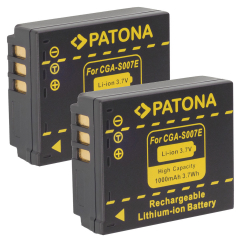2 x Patona Akku für Panasonic-Akku CGA-S007, z.B. DMC-TZ2, DMC-TZ3, DMC-TZ4, DMC-TZ5
