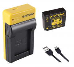 USB-Ladegerät + Patona Akku für Panasonic Lumix DC-GX9, DC-TZ202, DC-TZ96, DMC-TZ91, -TZ81, TZ101- DMW-BLG10-(E)