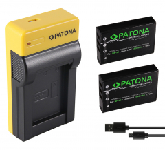 USB-Ladegerät + 2 x Patona Premium Akku für Fujifilm FinePix F30, F31fd, X30, X70, X100, X100s, X100T, X-S1 - NP-95