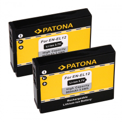 2 x Patona Akku für Nikon COOLPIX S6100, S6150, S6200, S8200, S9100, S9600, S9700, S9900 - EN-EL12