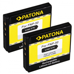 2 x Patona Akku für Fuji-Film Finepix F500EXR, F550EXR, F600EXR, F750EXR, F800EXR, F850EXR, F900EXR- NP-50
